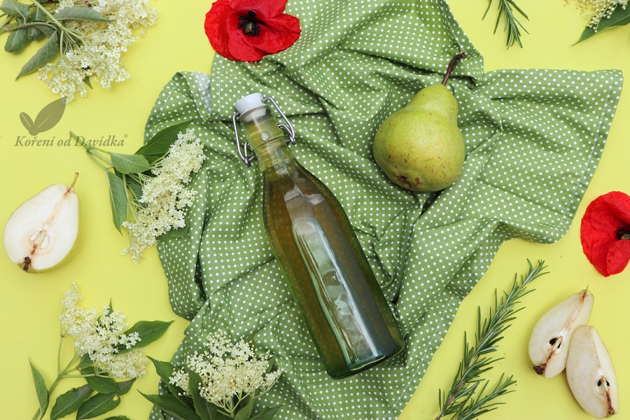 Sirup bezový květ, hruška a rozmarýn